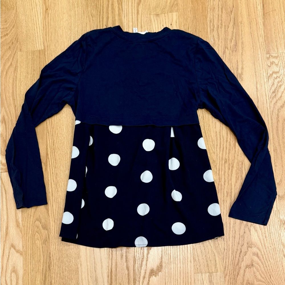 Alice Blue Navy w/White polka dots Top size medium M